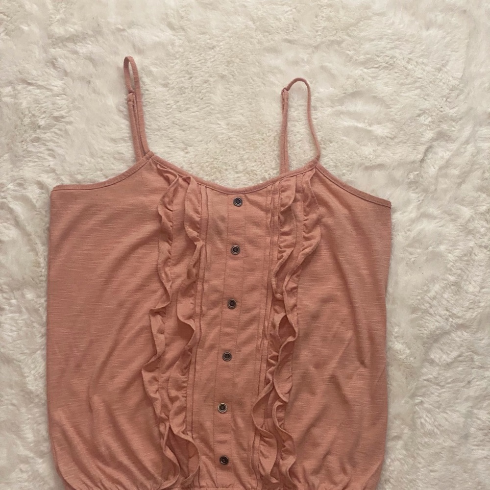 Pink Ruffle Tank Top